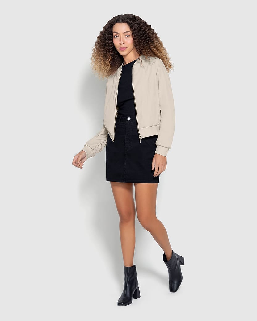 Jaqueta Bomber Feminina Em Tecido Acetinado Stretch - ENFIM