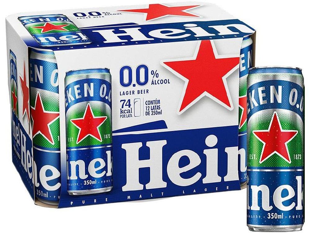 Cerveja Heineken Lager sem Álcool Puro Malte 12 Unidades Lata 350ml