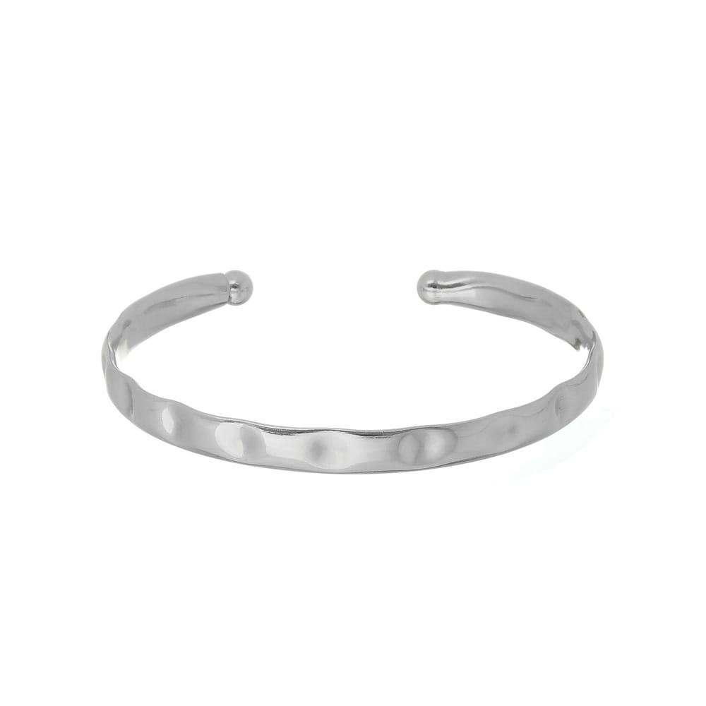 BRACELETE FEMININO FOLHEADO EM RÓDIO BRANCO TRABALHADO ELISE