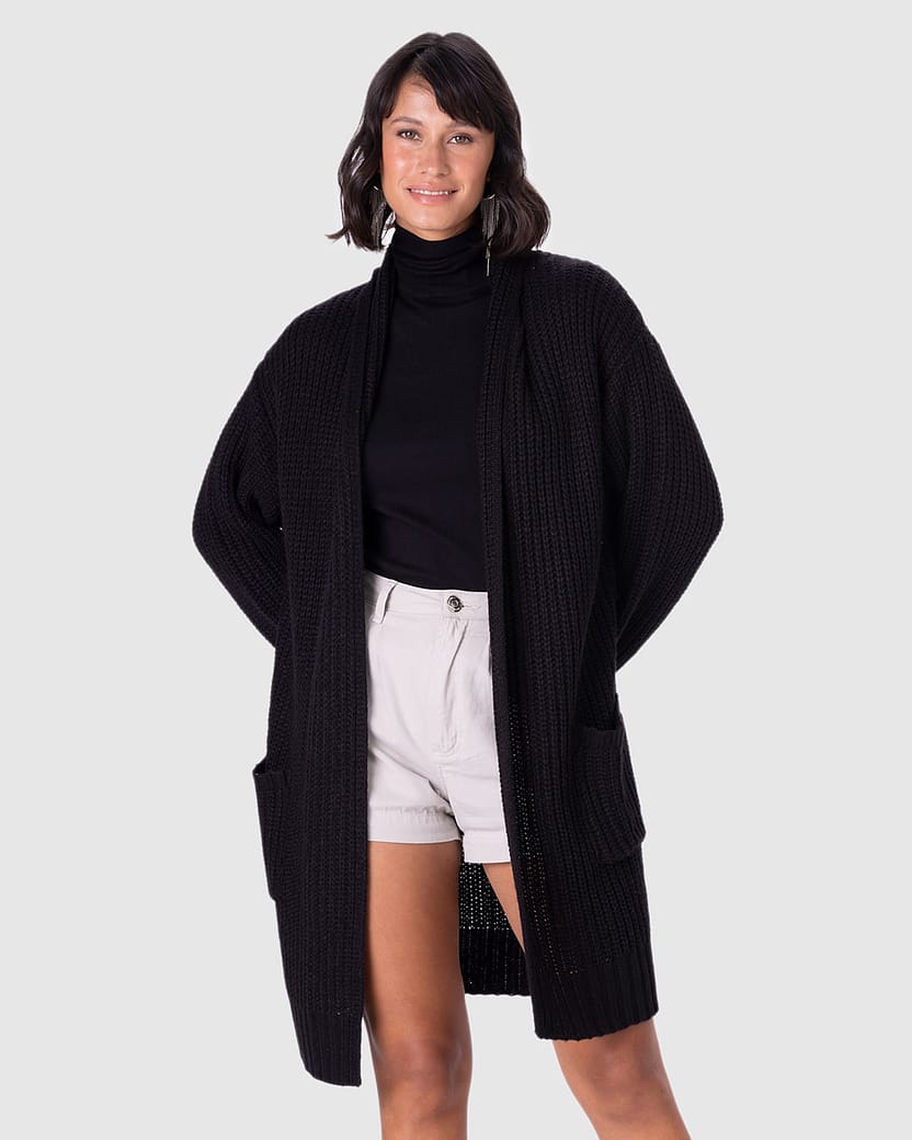 Cardigan Feminino Alongado Em Tricô