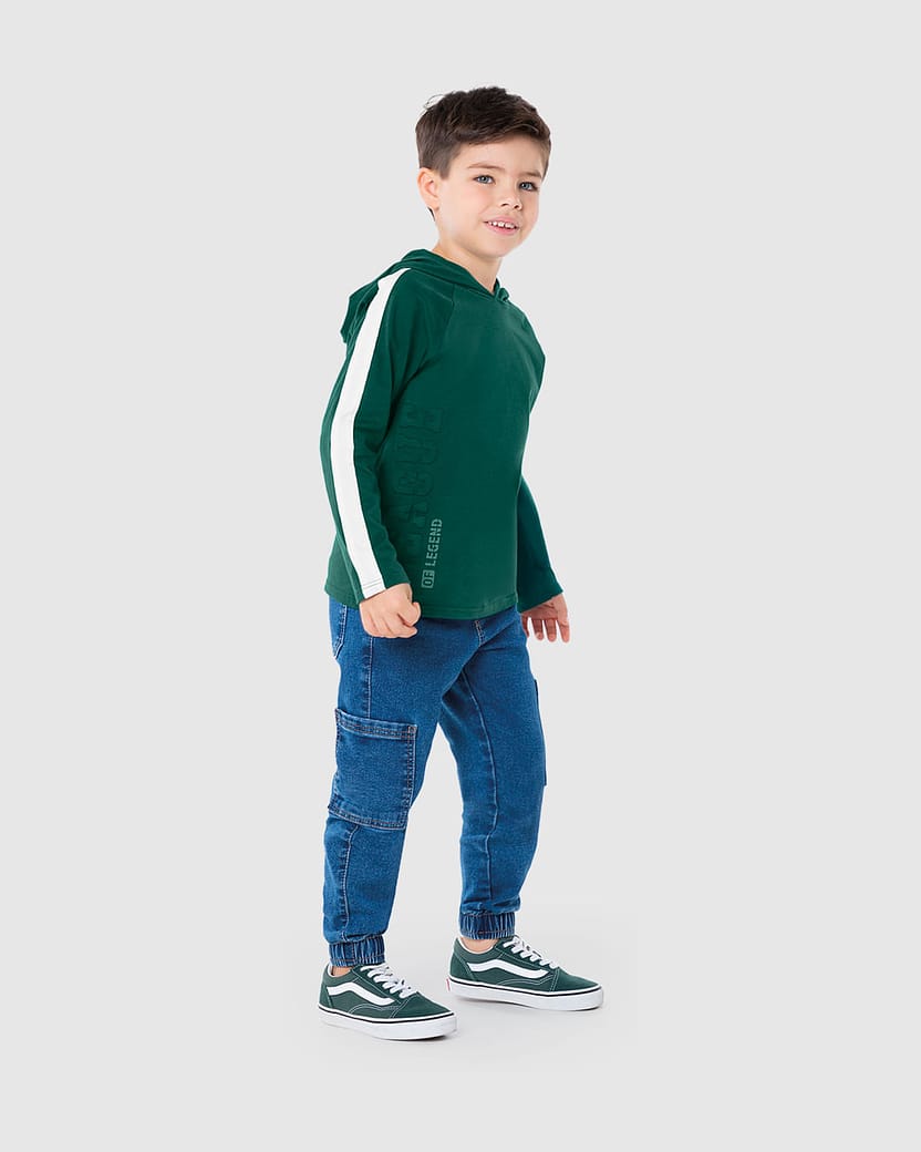 Camiseta Infantil Menino Com Capuz Em Algodão Malwee Kids