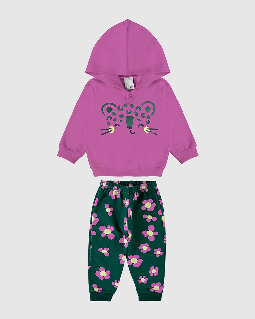 Conjunto Infantil Menina Estampa Puff Em Moletom Flanelado Malwee Kids