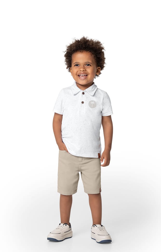 Conjunto Menino Bermuda Comfort Em Sarja Stretch - Carinhoso