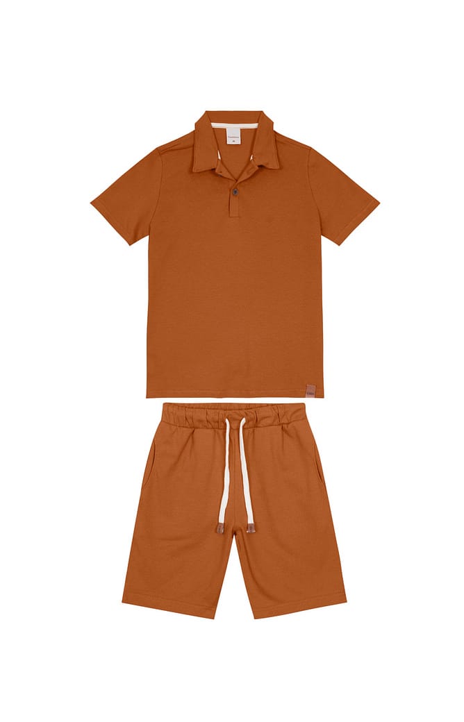 Conjunto Menino Camisa Polo E Bermuda Em Malha Texturizada - Carinhoso