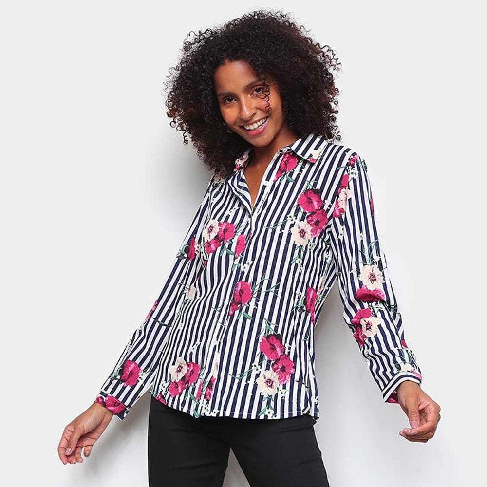 Camisa Yilang Estampada Manga Longa Feminina