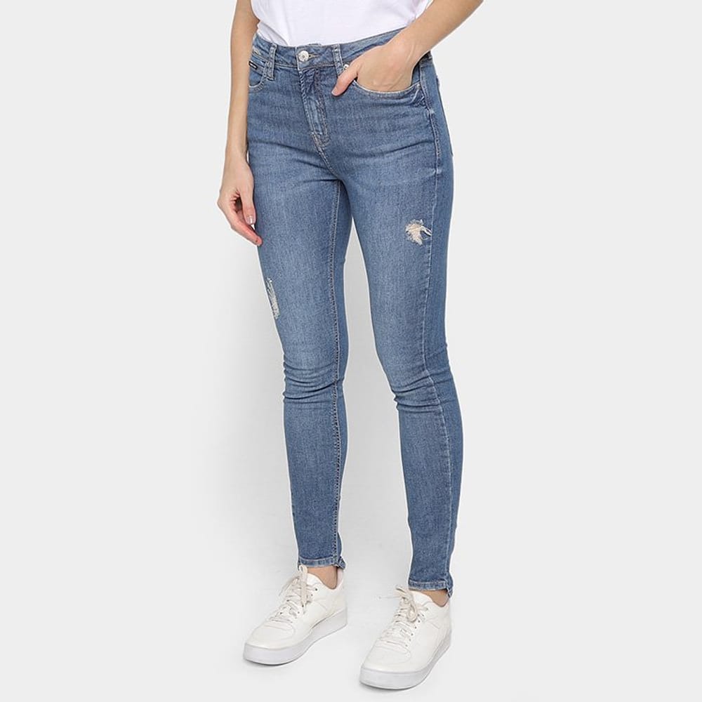 Calça Jeans Skinny Calvin Klein Barra Degrau Feminina