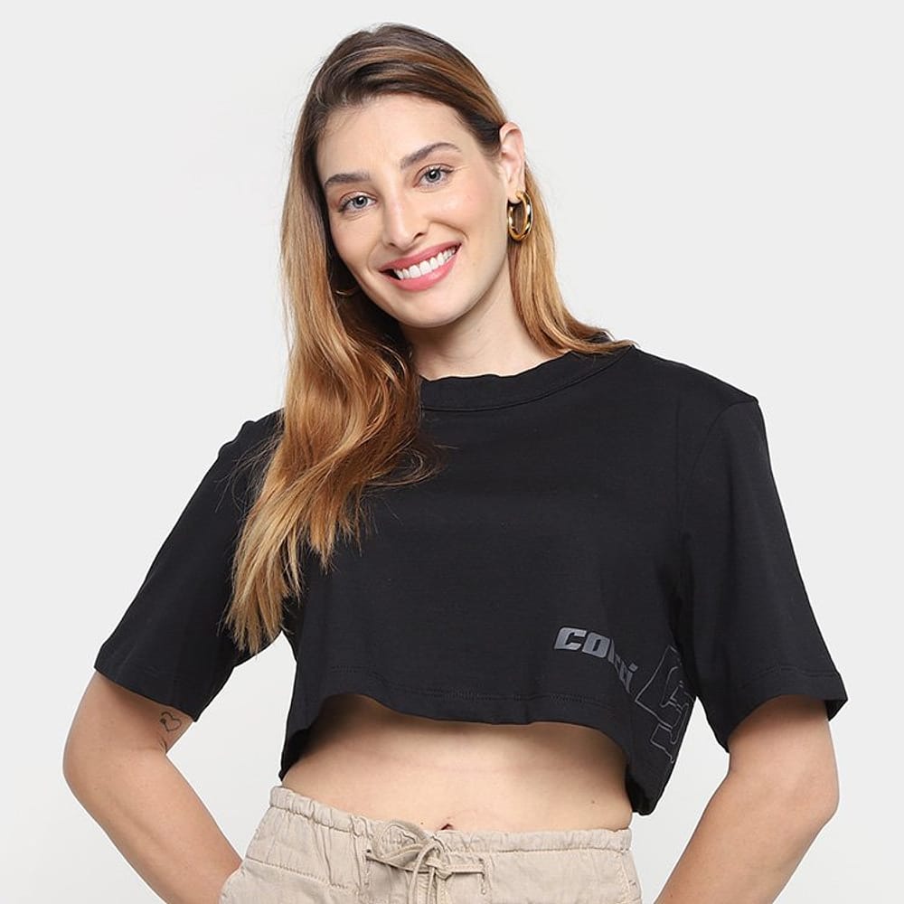 Camiseta Cropped Colcci Casual Manga Curta Feminina