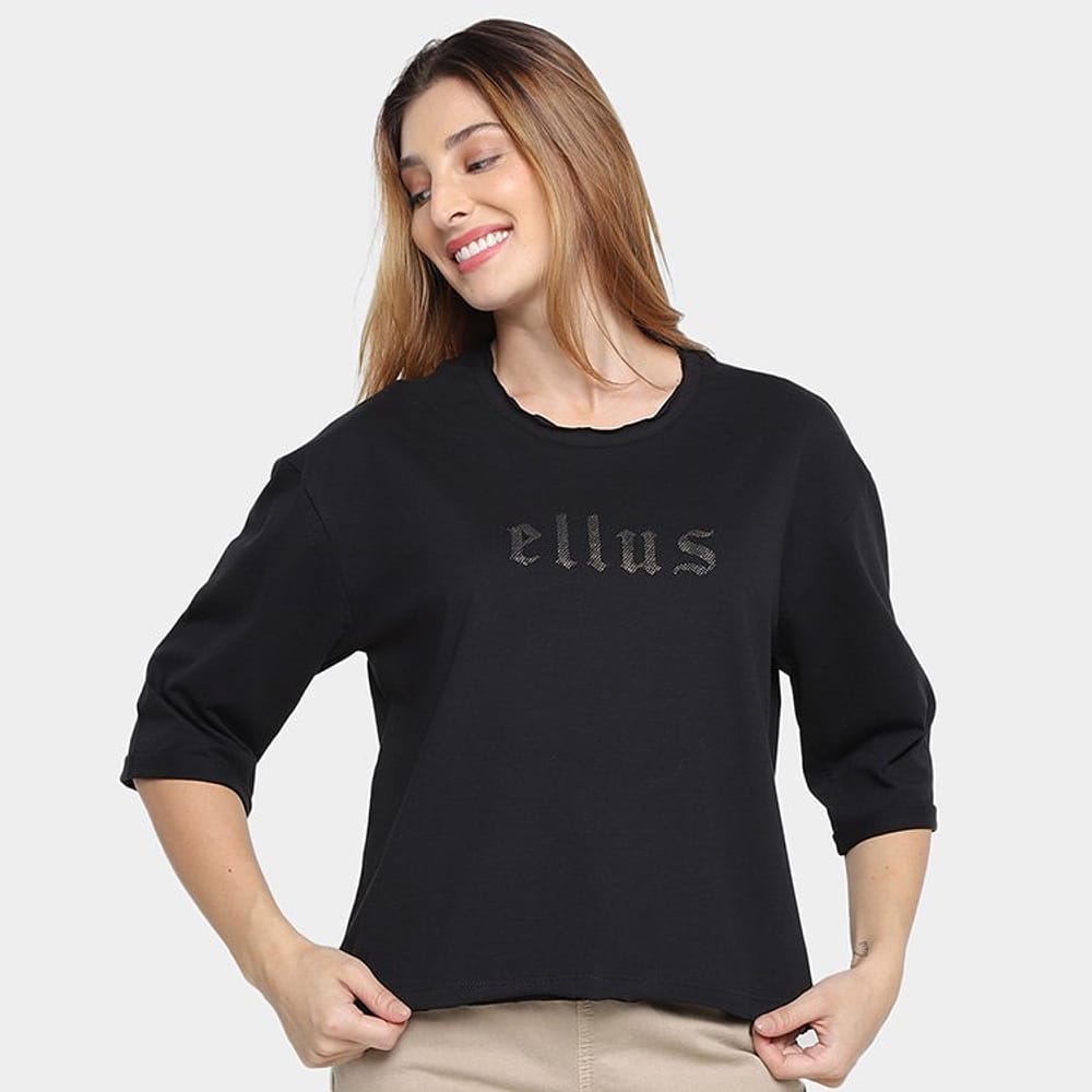 Camiseta Ellus Boxy Shine Feminina