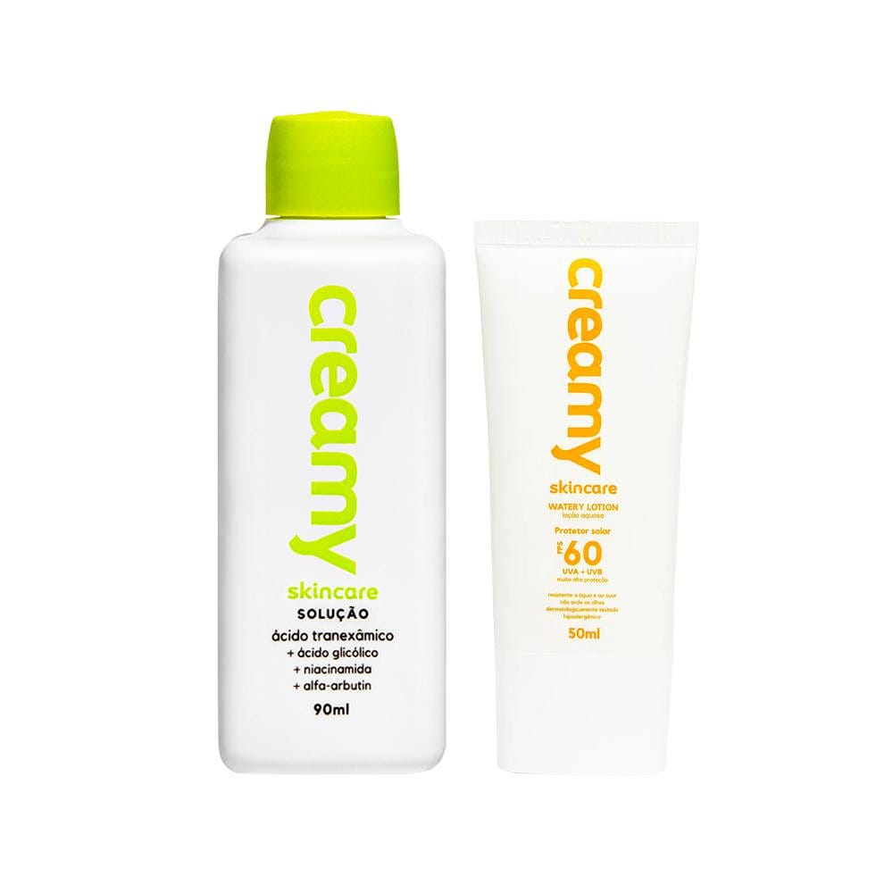 Kit Facial Creamy - Watery Lotion Protetor Solar Fps60 50 ml + Ácido Tranexamico 90 ml