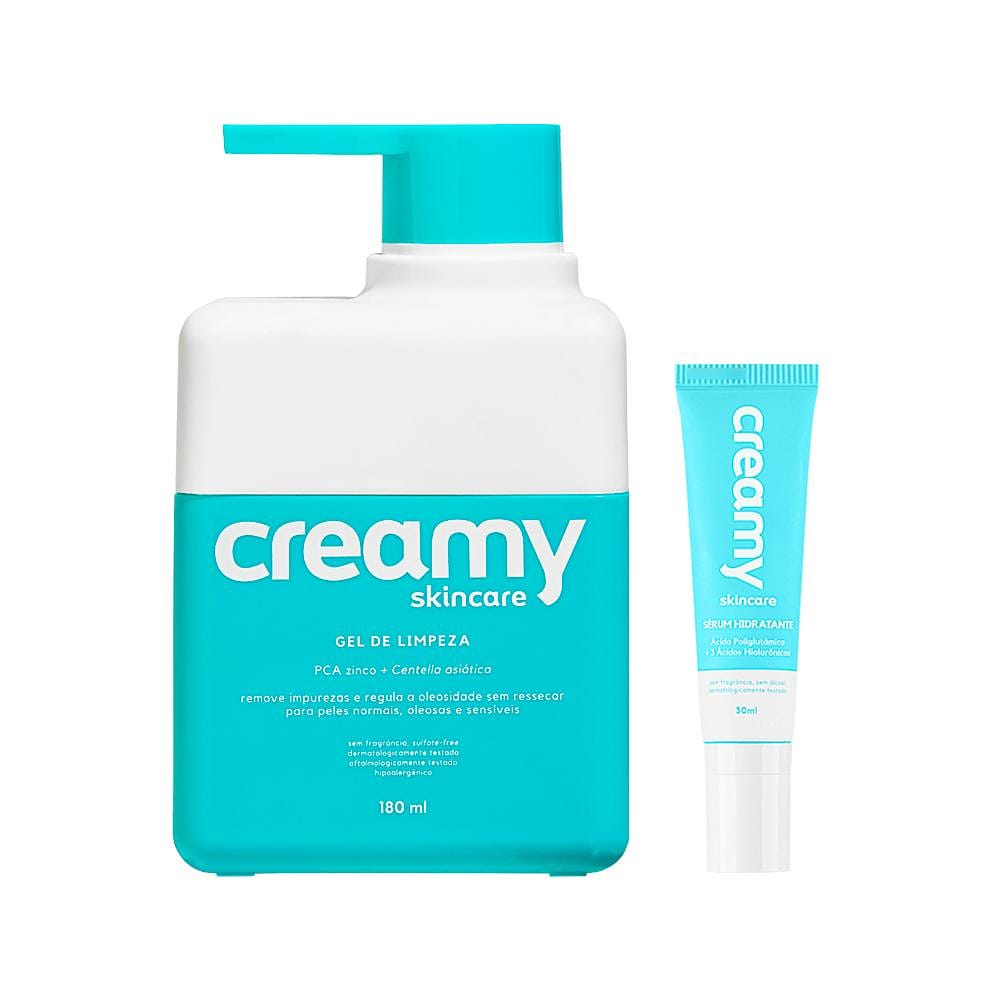 Kit Facial Creamy - Drops Sérum Hidratante 30 ml + Gel De Limpeza 180 ml