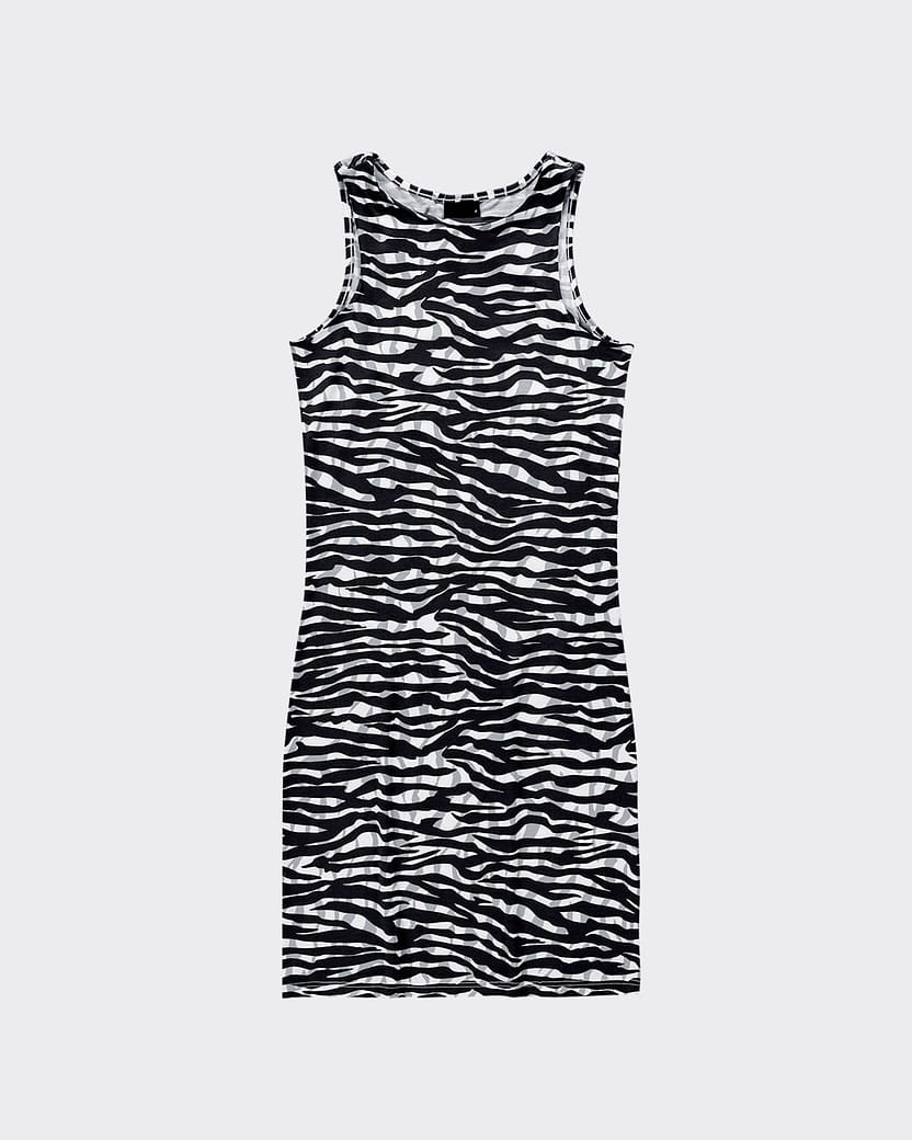 Vestido Justo Feminino Animal Print Zebra Em Viscose Stretch - ENFIM