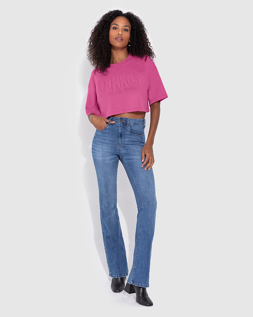 T-Shirt Cropped Hawaii Sunrise Em Algodão - ENFIM