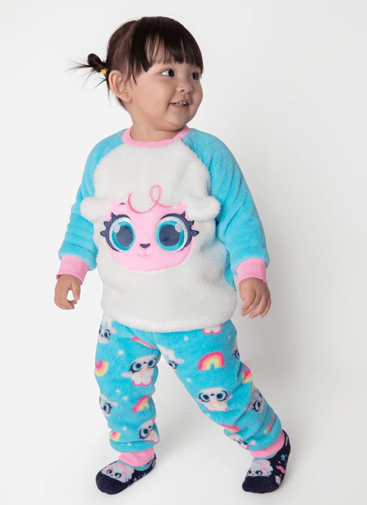 Pijama Manga Longa Soft Bebê Menina Ovelha
