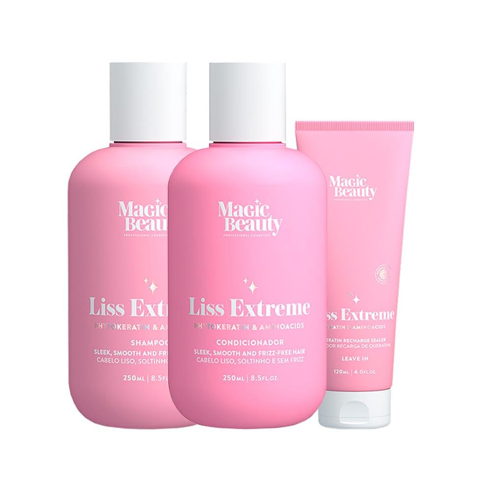 Kit Magic Beauty Liss Extreme - Shampoo 250ml e Condicionador 250ml e Selador de Queratina 120ml
