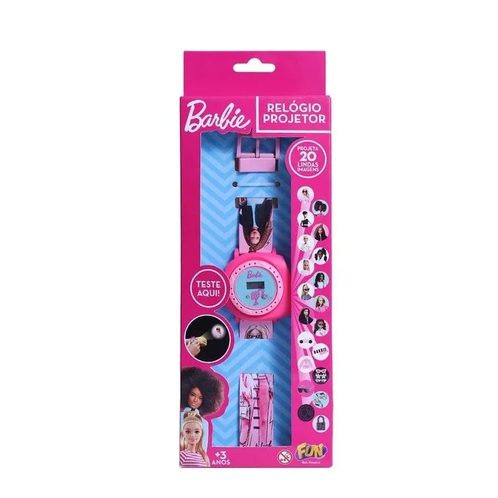 Relógio com Projeção Barbie Rosa - Fun