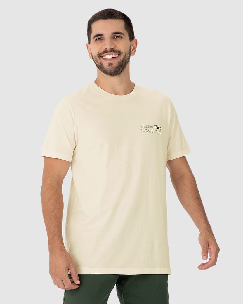 Camiseta Masculina Estampa Frente E Costas Hidden Place Em Algodão