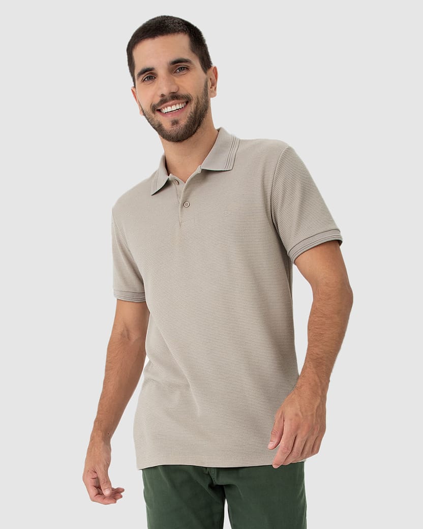 Camisa Polo Masculina Gola Esporte Em Malha Texturizada