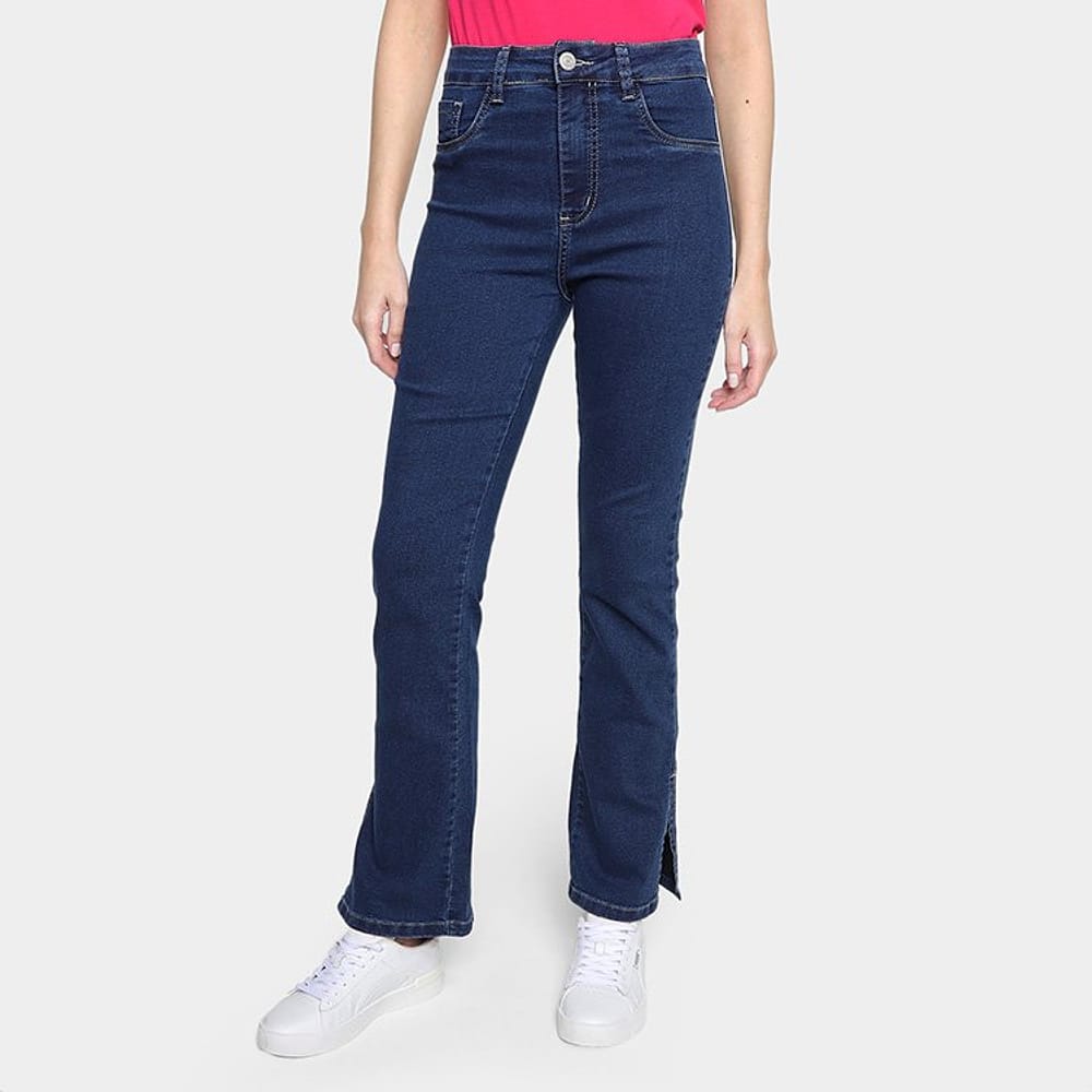 Calça Jeans Reta Sawary Com Fenda Feminina