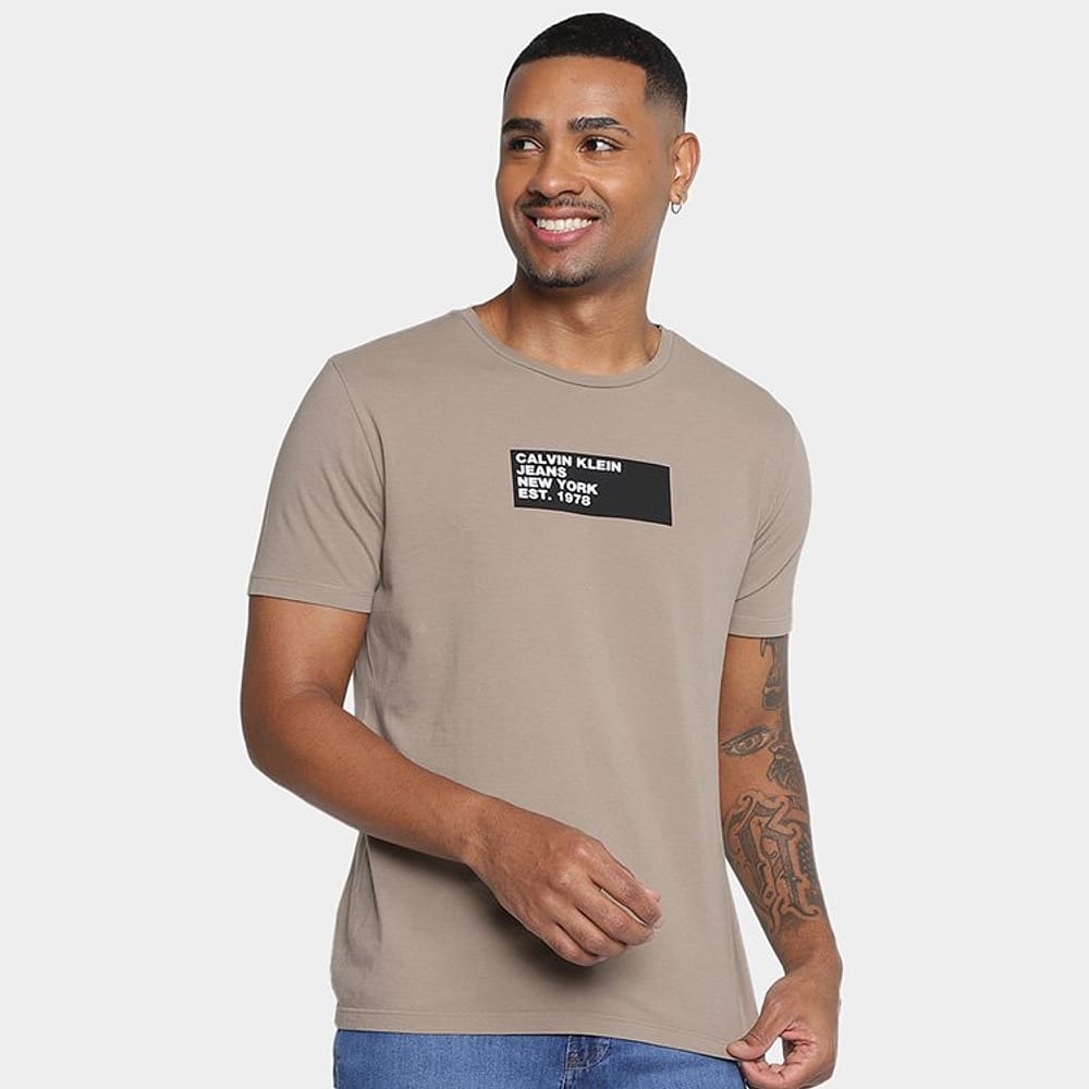 Camiseta Manga Curta Calvin Klein Ckj Statement Masculina