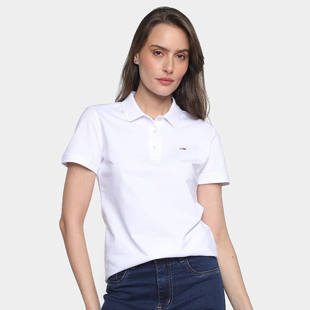 Camisa Polo Tommy Jeans Manga Curta Feminina