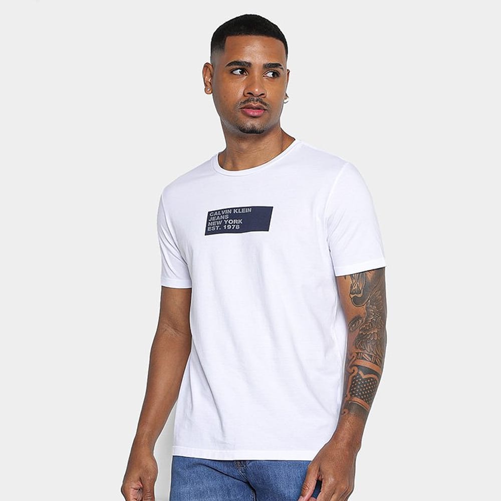 Camiseta Manga Curta Calvin Klein Ckj Statement Masculina