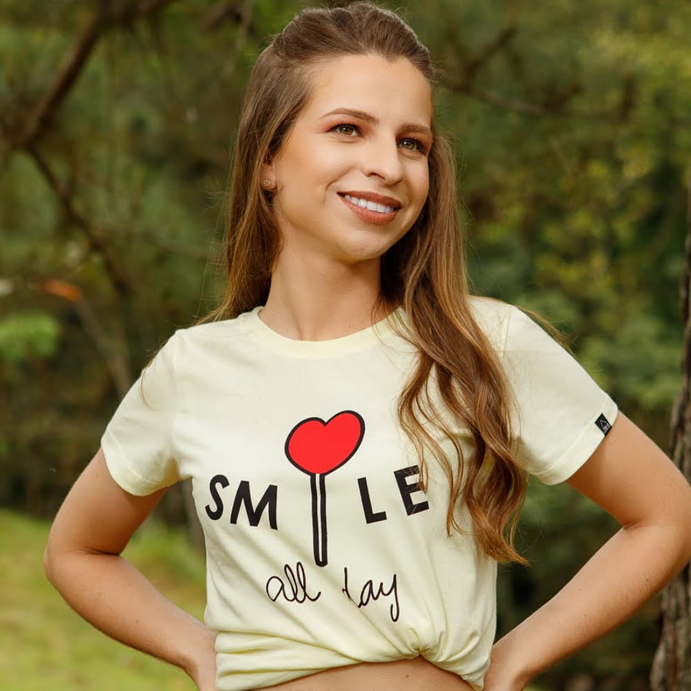 Camiseta T-shirt Feminina PP Smile All Amarela