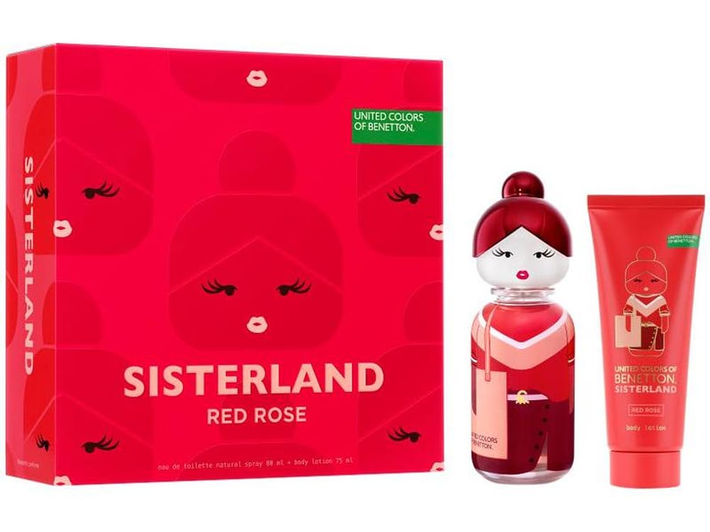 Kit Perfume Feminino Benetton United Colors Sisterland Red Rosé Eau de Toilette 80ml com Body Lotion
