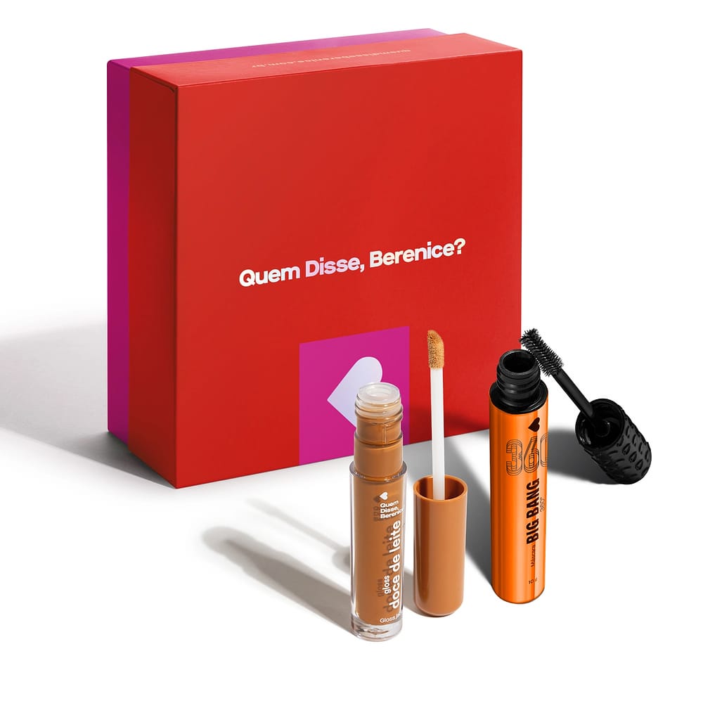 Combo Presente: Gloss Labial Marrom 4ml + Máscara de Cílios 10g + Caixa de Presente G