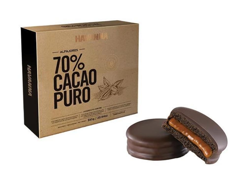 Caixas de Alfajores Havanna 70% Cacao com doce de leite 9 unidades