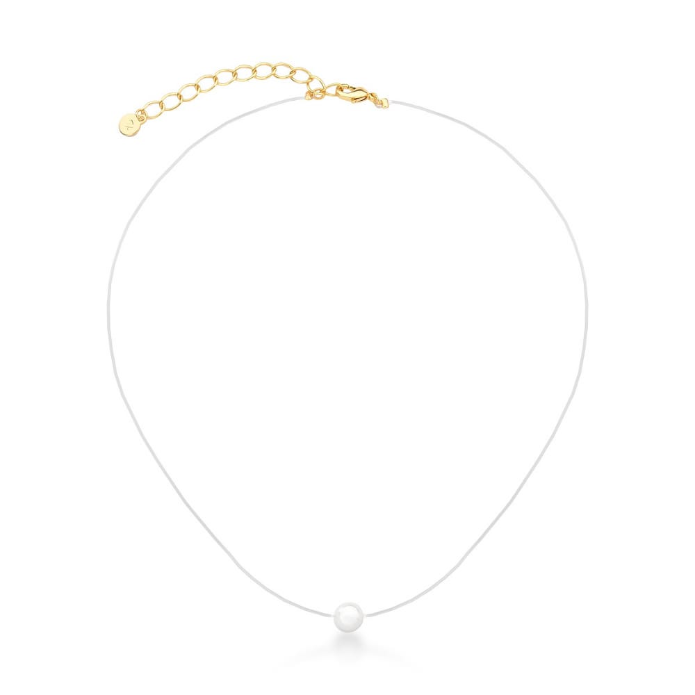 Choker com Pérola em fio de nylon banhado em ouro 18k