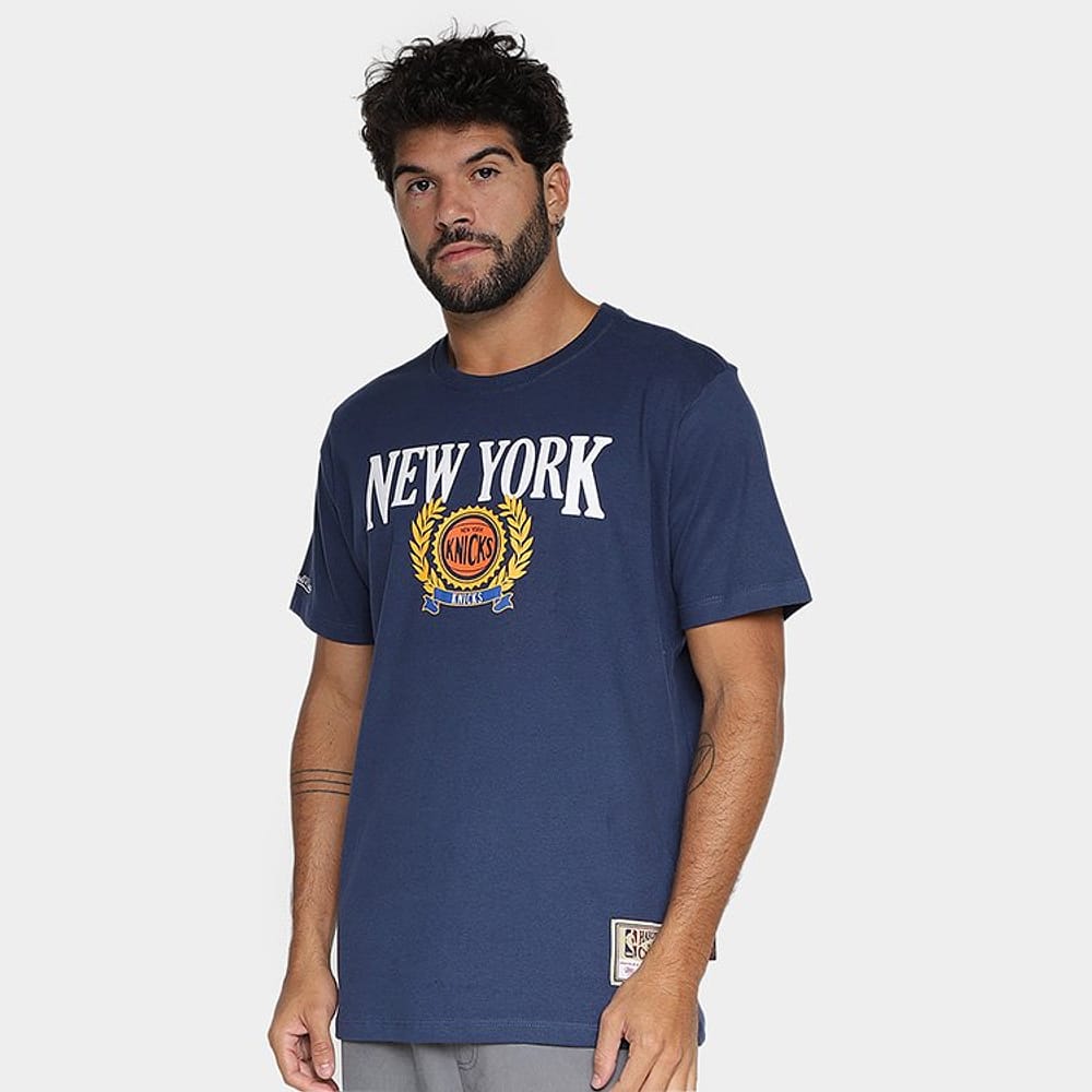 Camiseta NBA New York Knicks Mitchell & Ness Patrick Ewing Collegiate Masculina
