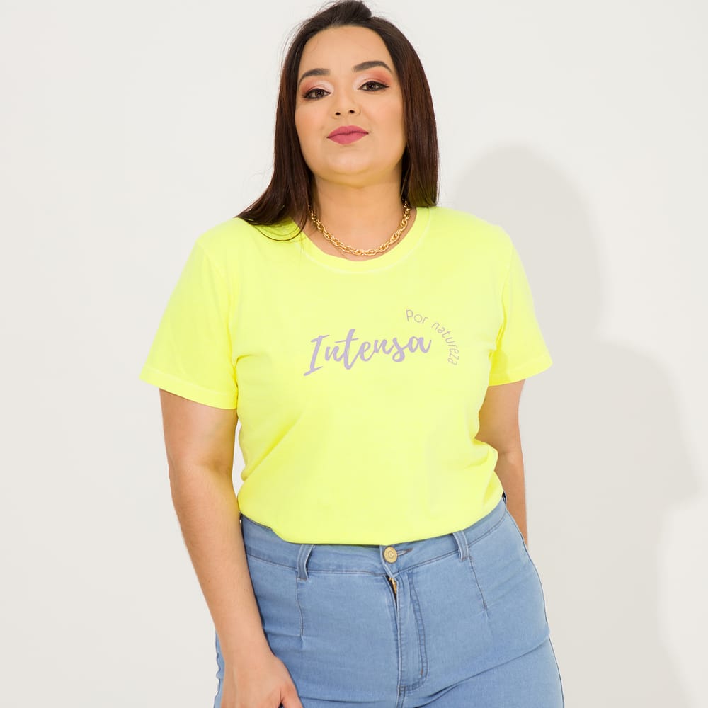 Camiseta TShirt Feminina Intensa Amarela Neon