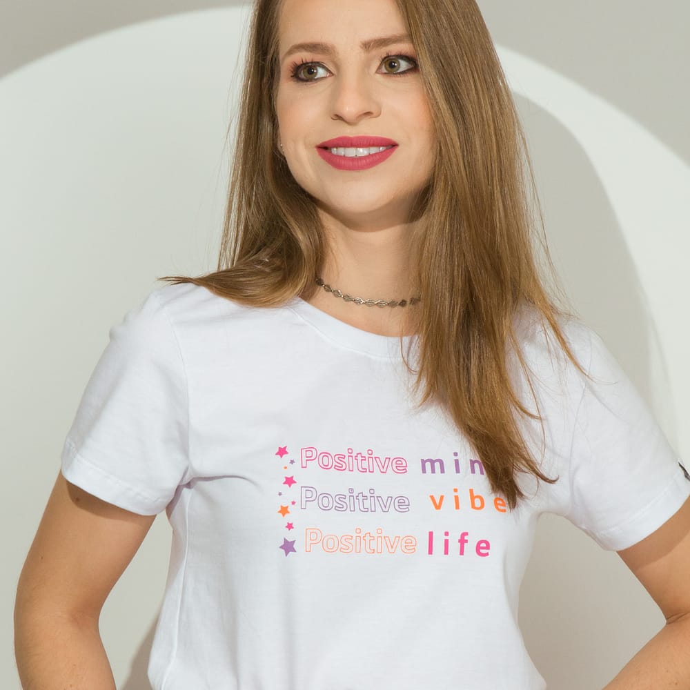 Camiseta T-shirt feminina PP Positive Branca