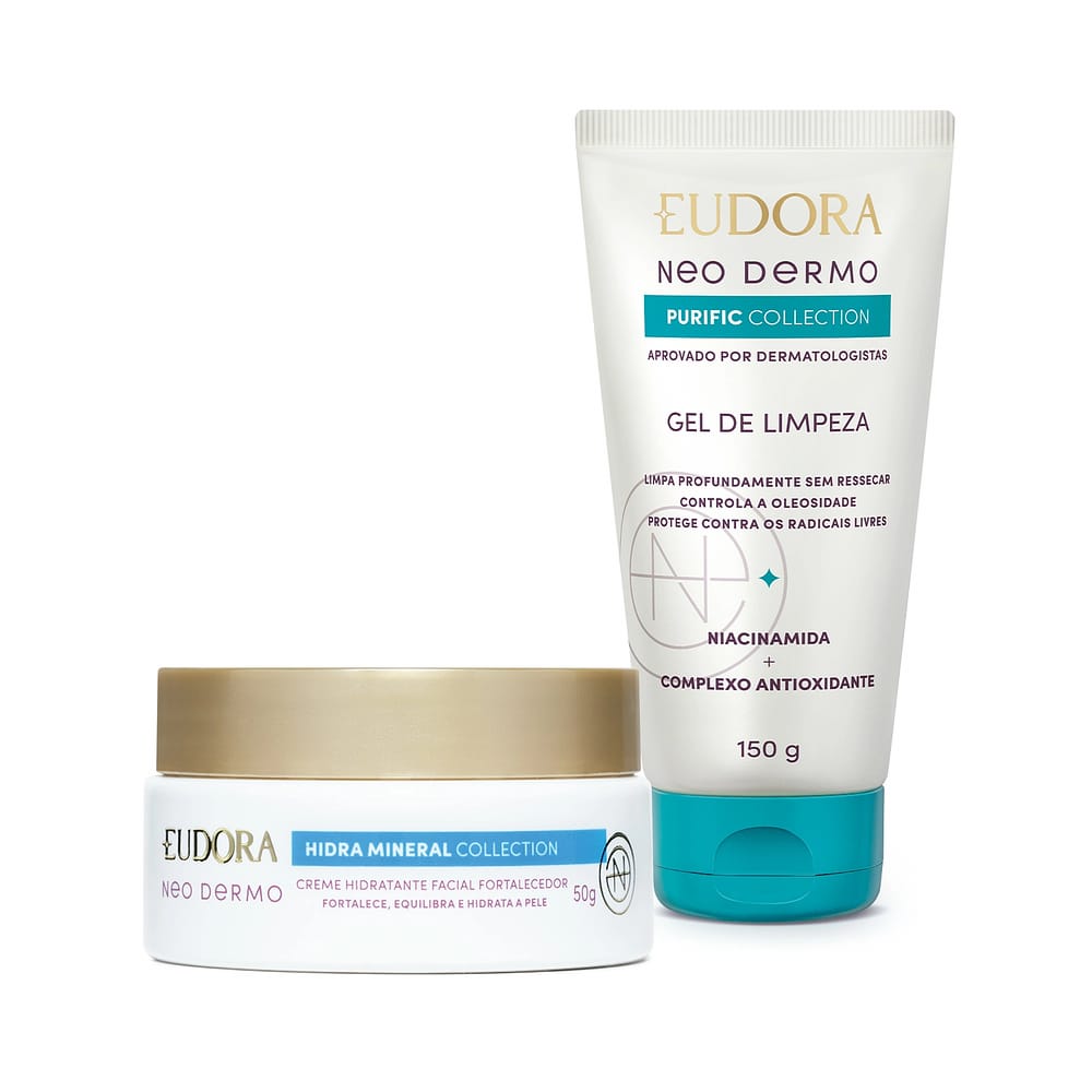 Combo Neo Dermo: Creme Hidratante Facial Fortalecedor 50g + Gel de Limpeza 150g