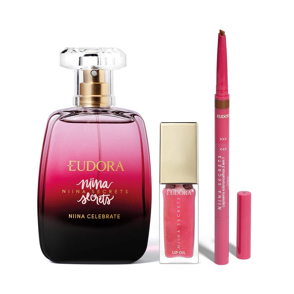 Combo Niina Secrets: Desodorante Colônia 100ml + Lip Oil 7ml + Lapiseira de Sobrancelha 1,1g