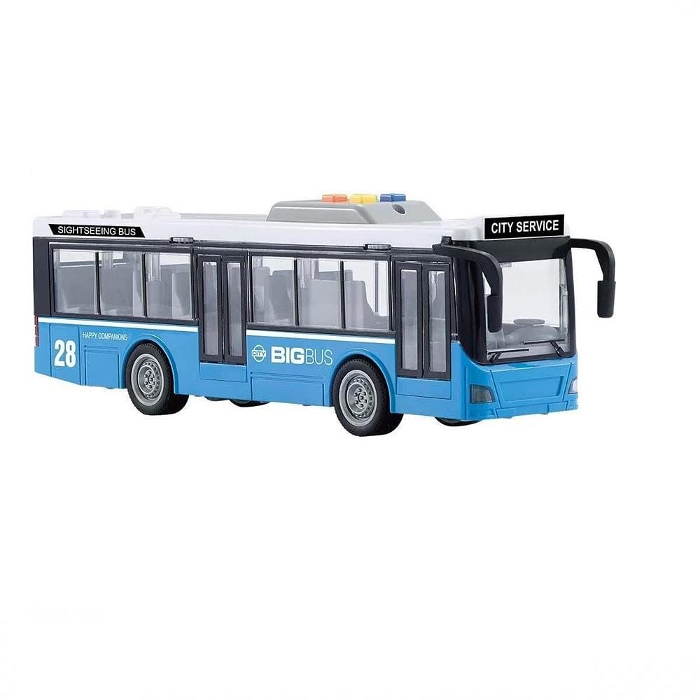 Ônibus de Fricção Azul - com luz e som - Shiny Toys