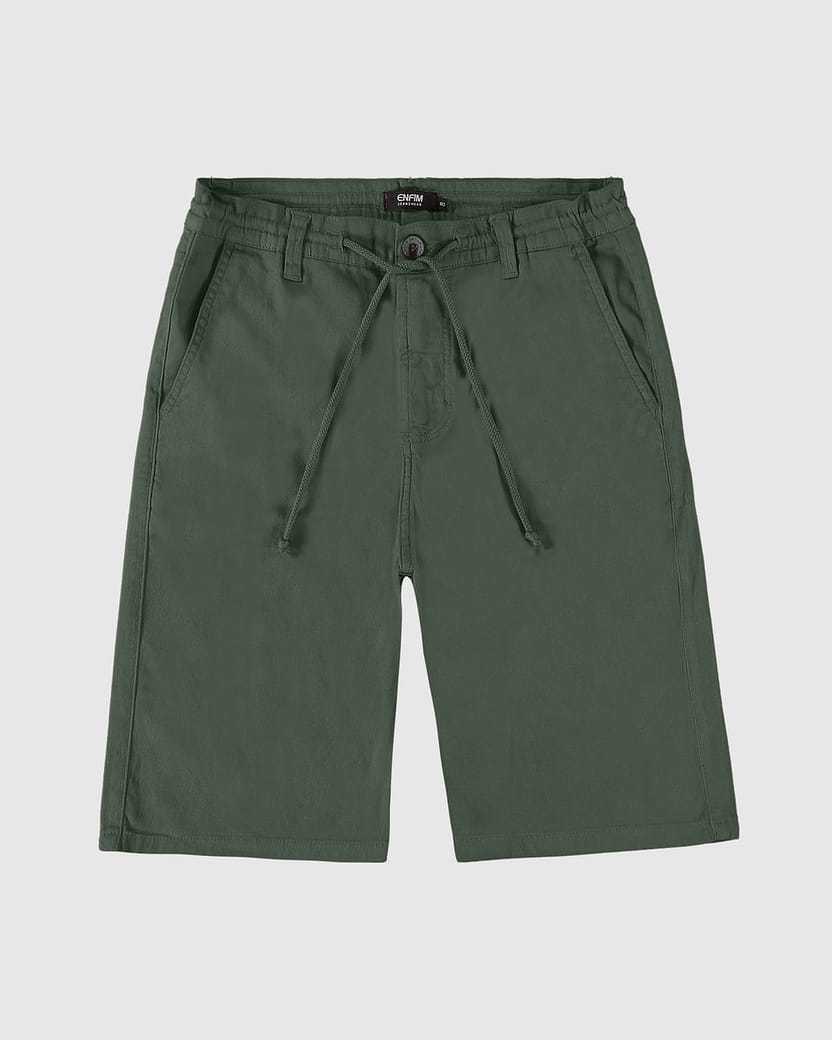 Bermuda Chino Masculina Cadarço Frontal Em Sarja Com Elastano - ENFIM