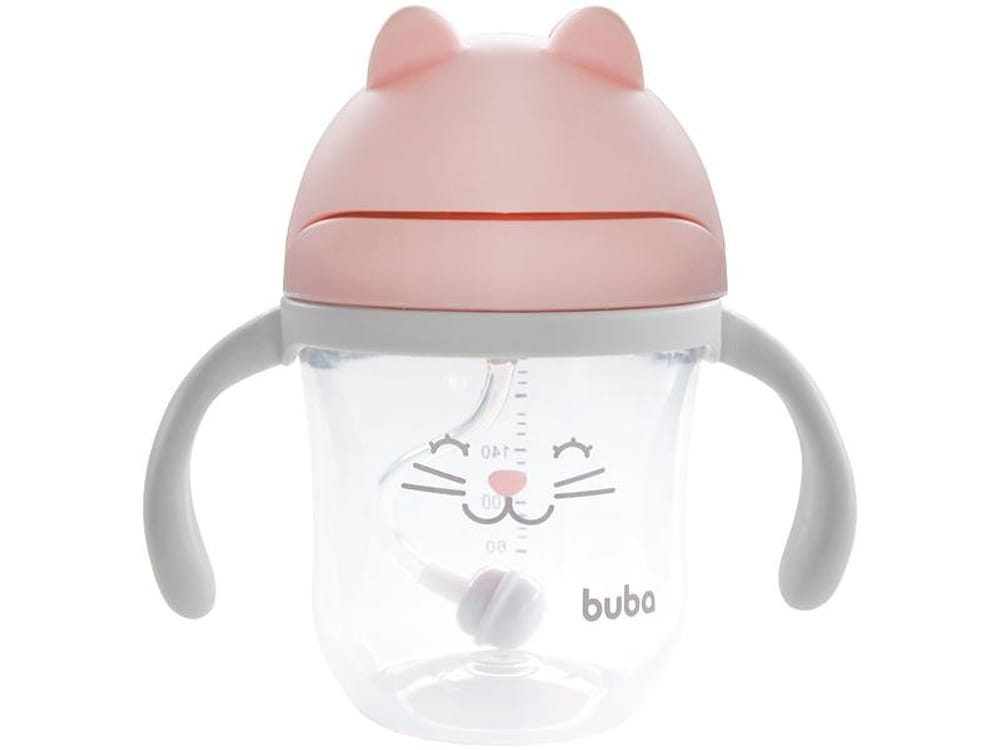 Copo Infantil com Canudo 220ml Buba Gatinho