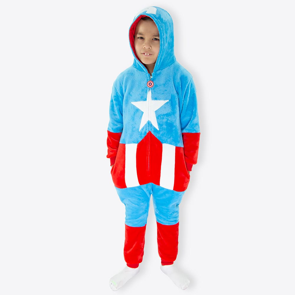 Macacão Kigurumi Infantil de 3 a 4 Anos Capitão América – Marvel