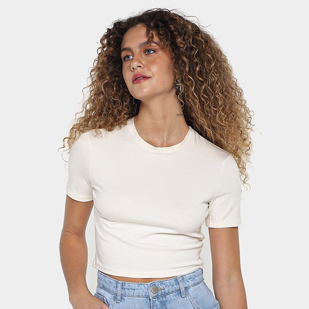 Camiseta Cropped Hering Feminina