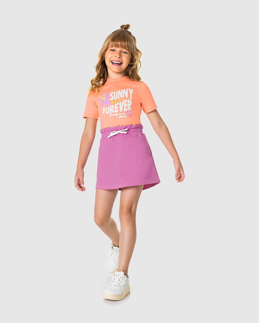 Conjunto Infantil Menina Saia Em Moletom Botonê Malwee Kids