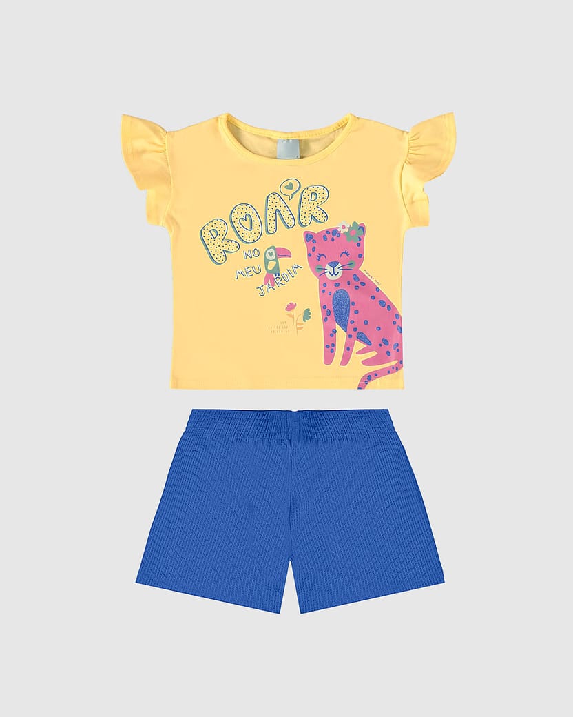 Conjunto Infantil Menina Roar Em Algodão Malwee Kids